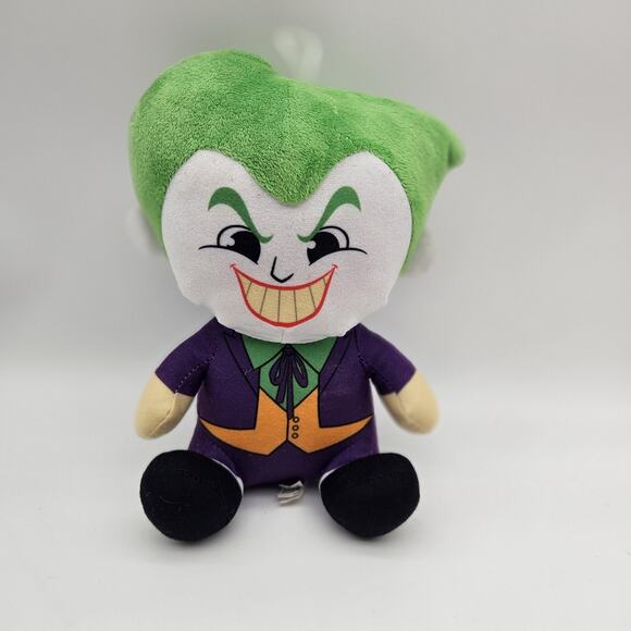 DC Comics Joker Plush Toy Factory Sitting Big Head 10" Villain Batman Green Hair - Picture 1 of 12
